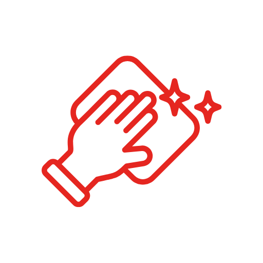 Pictogramme qui repr&eacute;sente une main qui fait le m&eacute;nage
